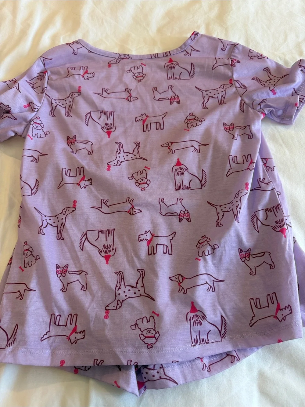 Cat & Jack Lavender Short Pajama Set with Pink Dog Accents